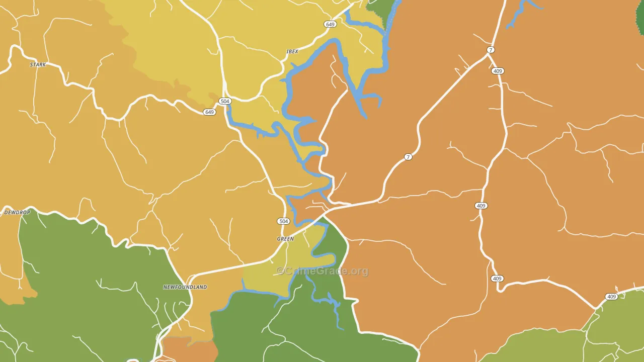 Green, KY Map of Vehicle Theft Rates