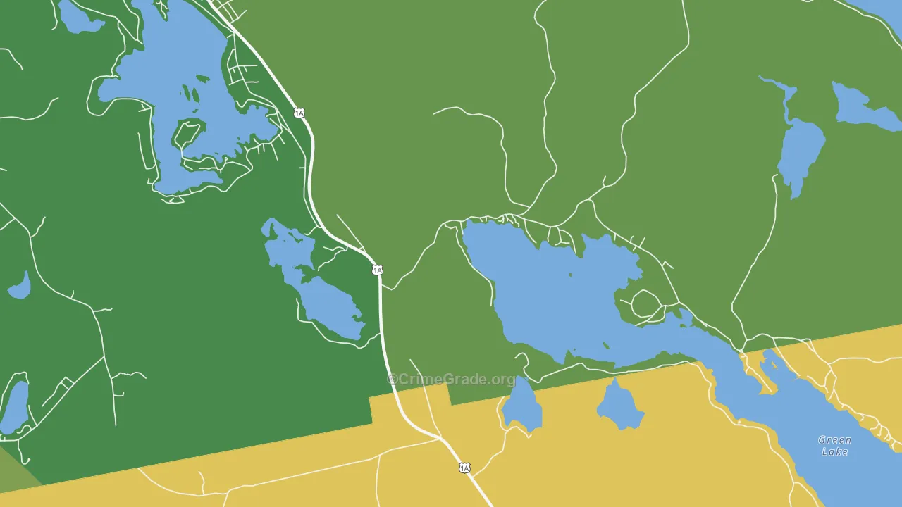 Green Lake, ME Map of Vehicle Theft Rates