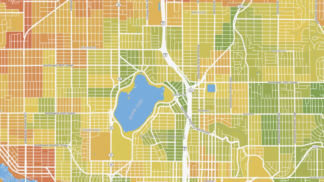 Green Lake, Seattle, WA Map of Vehicle Theft Rates