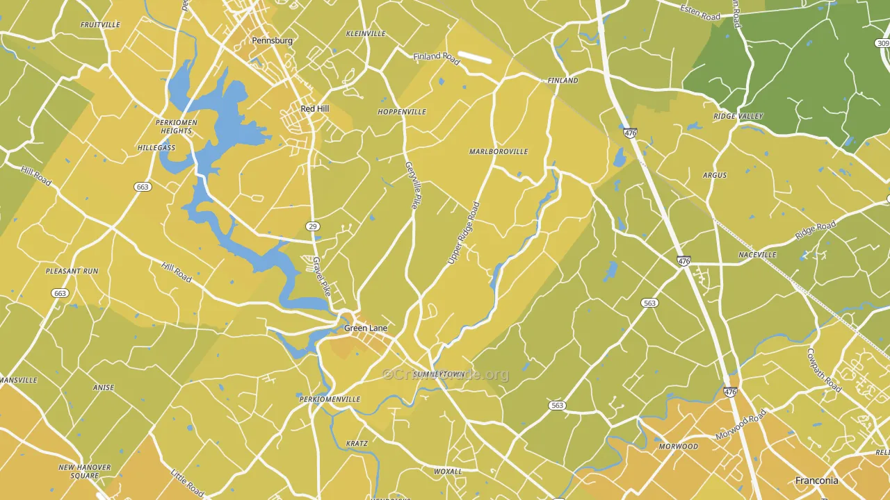 Green Lane, PA Map of Vehicle Theft Rates