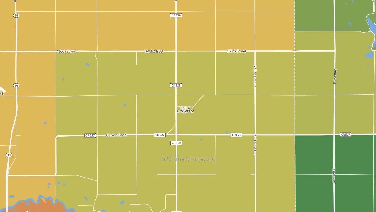 Green Mountain, IA Map of Vehicle Theft Rates