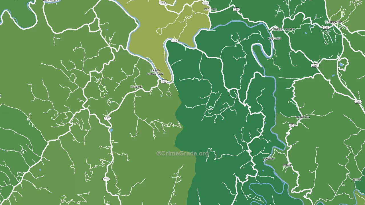 Green Mountain, NC Map of Vehicle Theft Rates