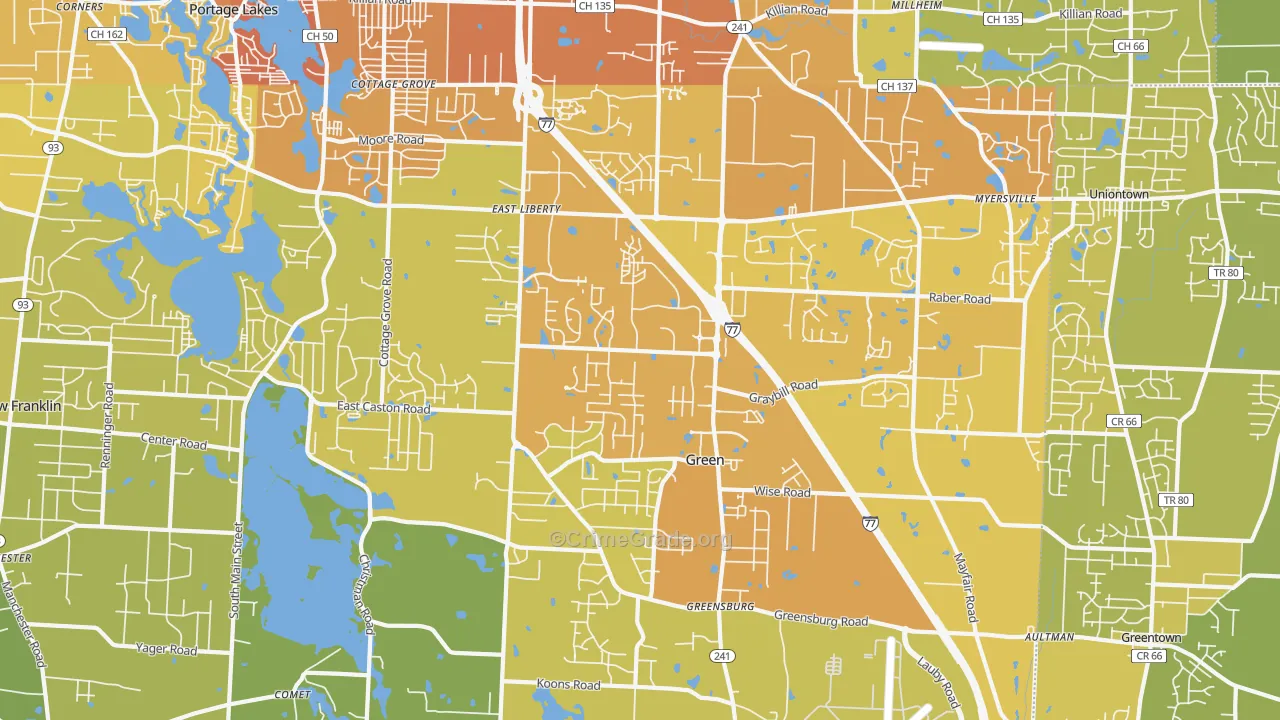 Green, OH Map of Vehicle Theft Rates