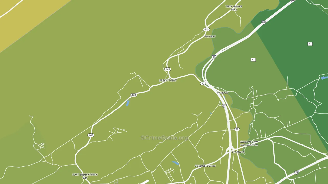 Green Point, PA Map of Vehicle Theft Rates