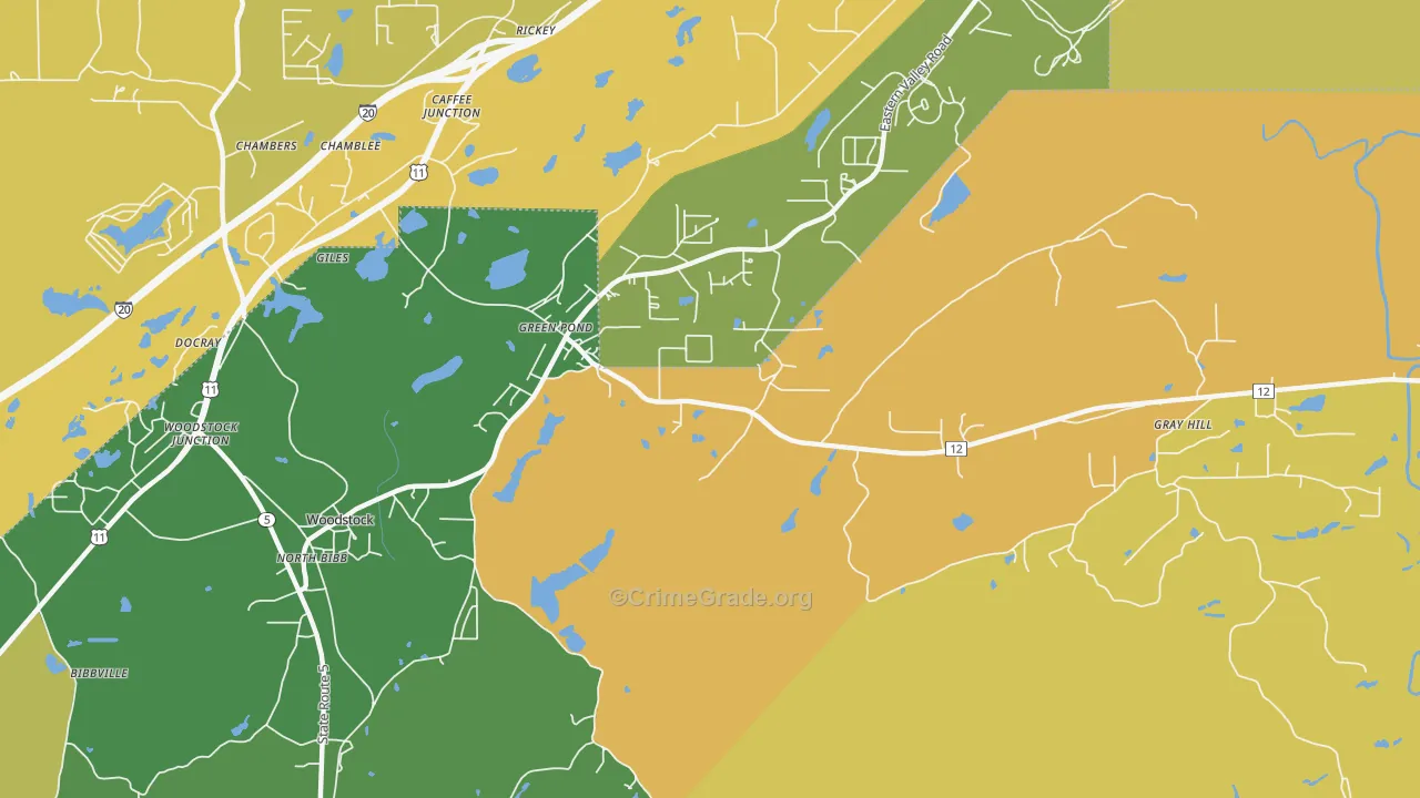 Green Pond, AL Map of Vehicle Theft Rates