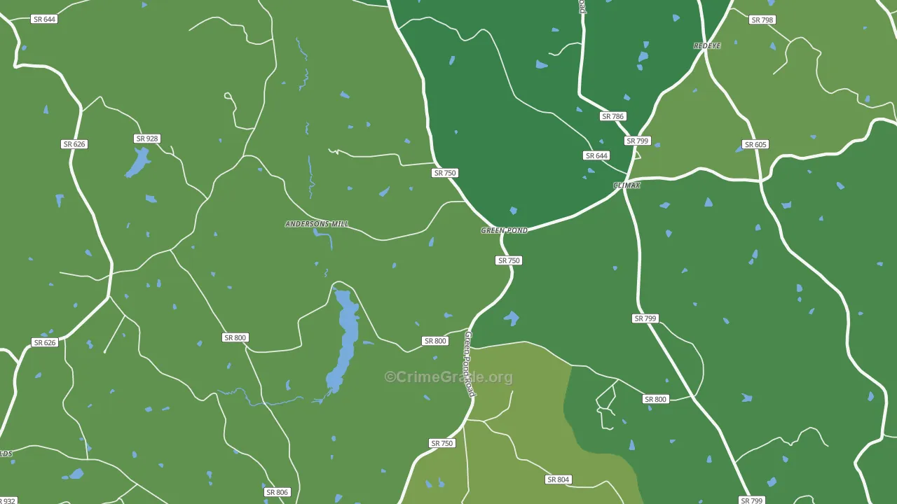 Green Pond, VA Map of Vehicle Theft Rates