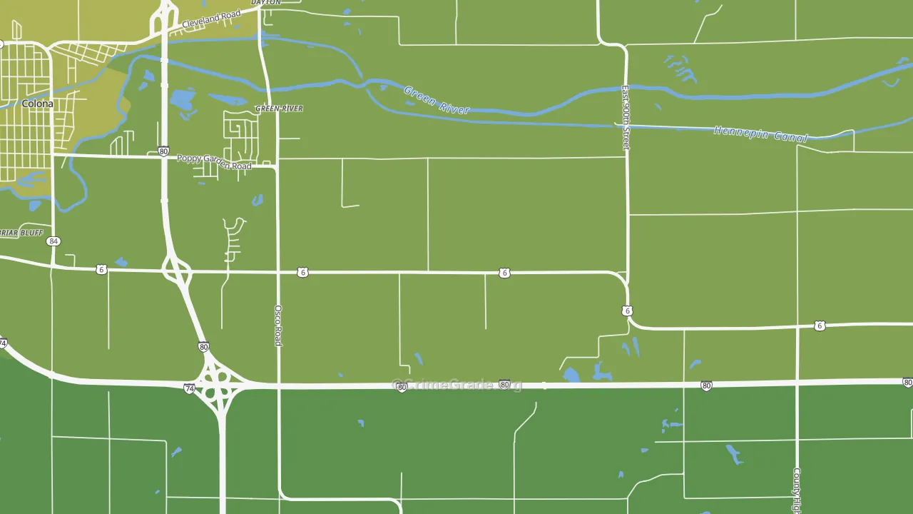 Green River, IL Map of Vehicle Theft Rates