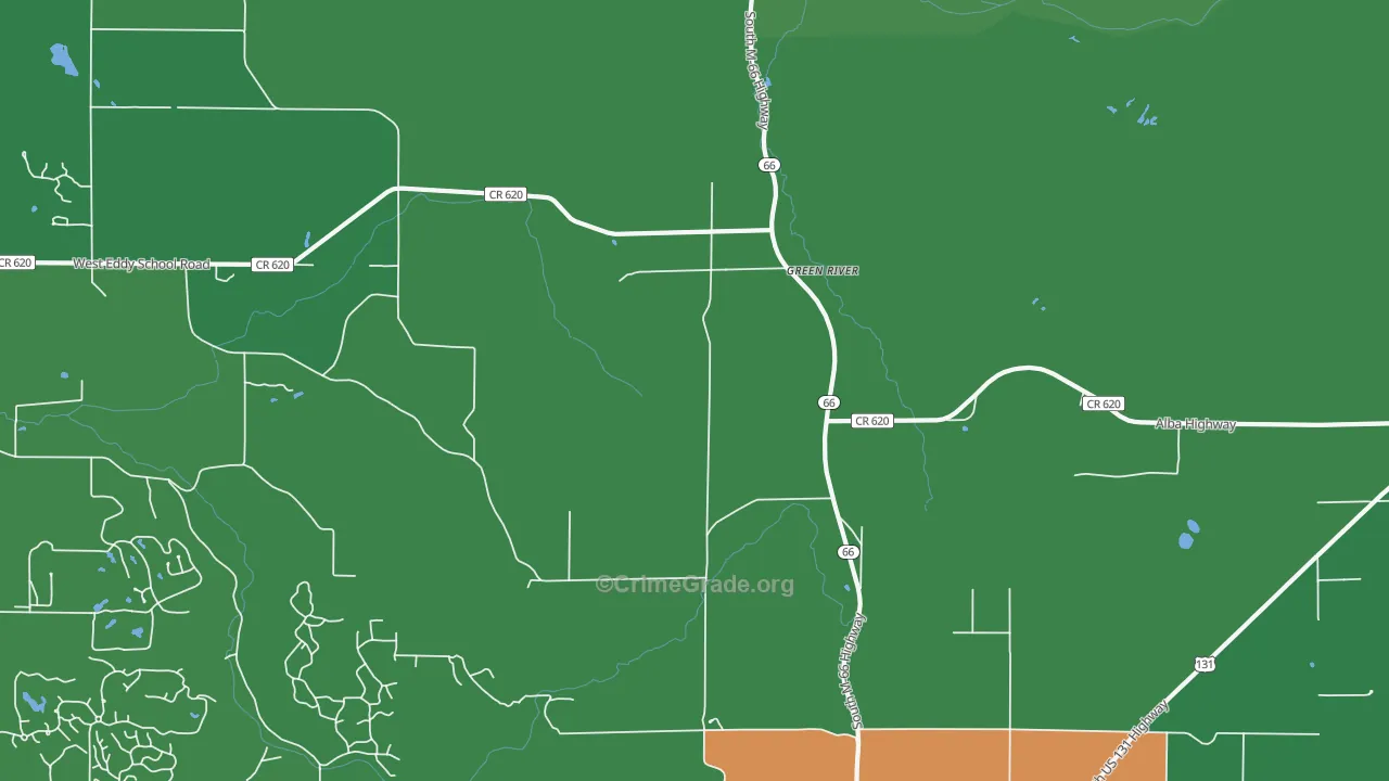 Green River, MI Map of Vehicle Theft Rates