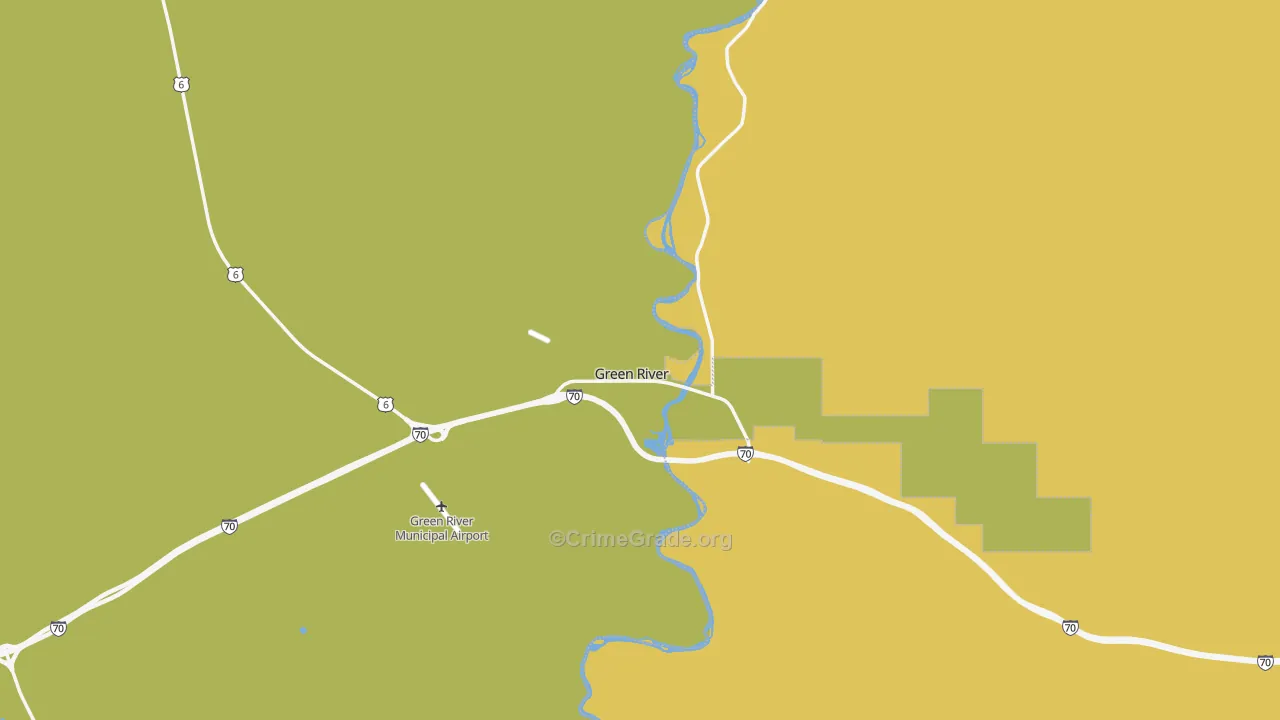 Green River, UT Map of Vehicle Theft Rates