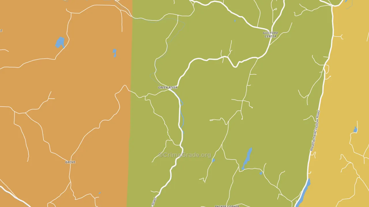 Green River, VT Map of Vehicle Theft Rates