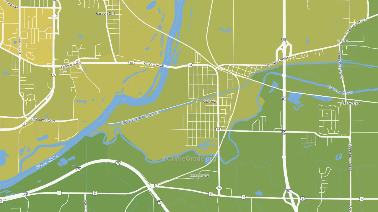 Green Rock, IL Map of Vehicle Theft Rates