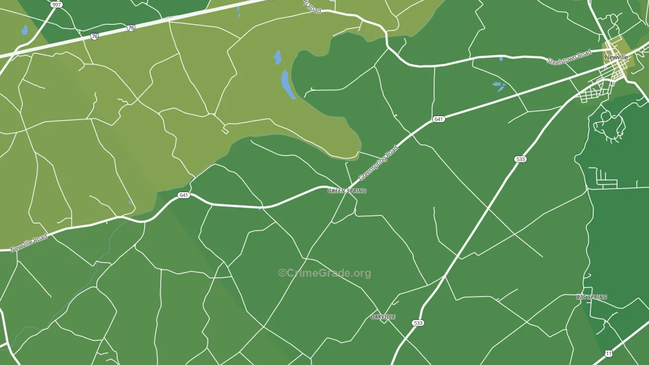 Green Spring, PA Map of Vehicle Theft Rates