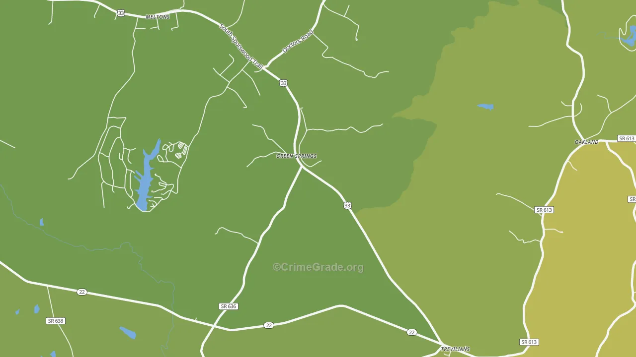 Green Springs, VA Map of Vehicle Theft Rates