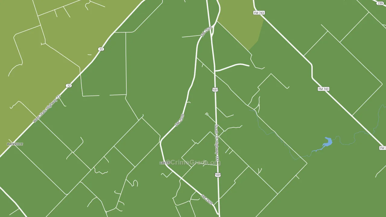 Green, TX Map of Vehicle Theft Rates