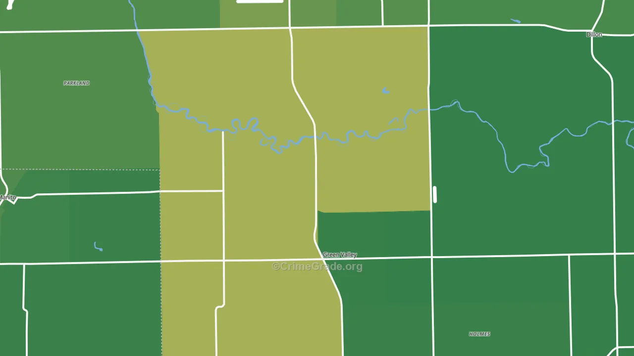 Green Valley, IL Map of Vehicle Theft Rates