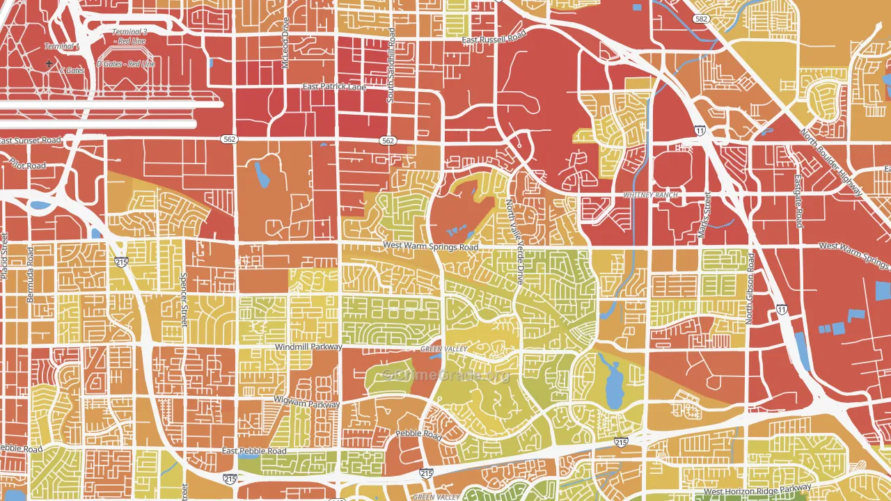 Green Valley North, Henderson, NV Map of Vehicle Theft Rates