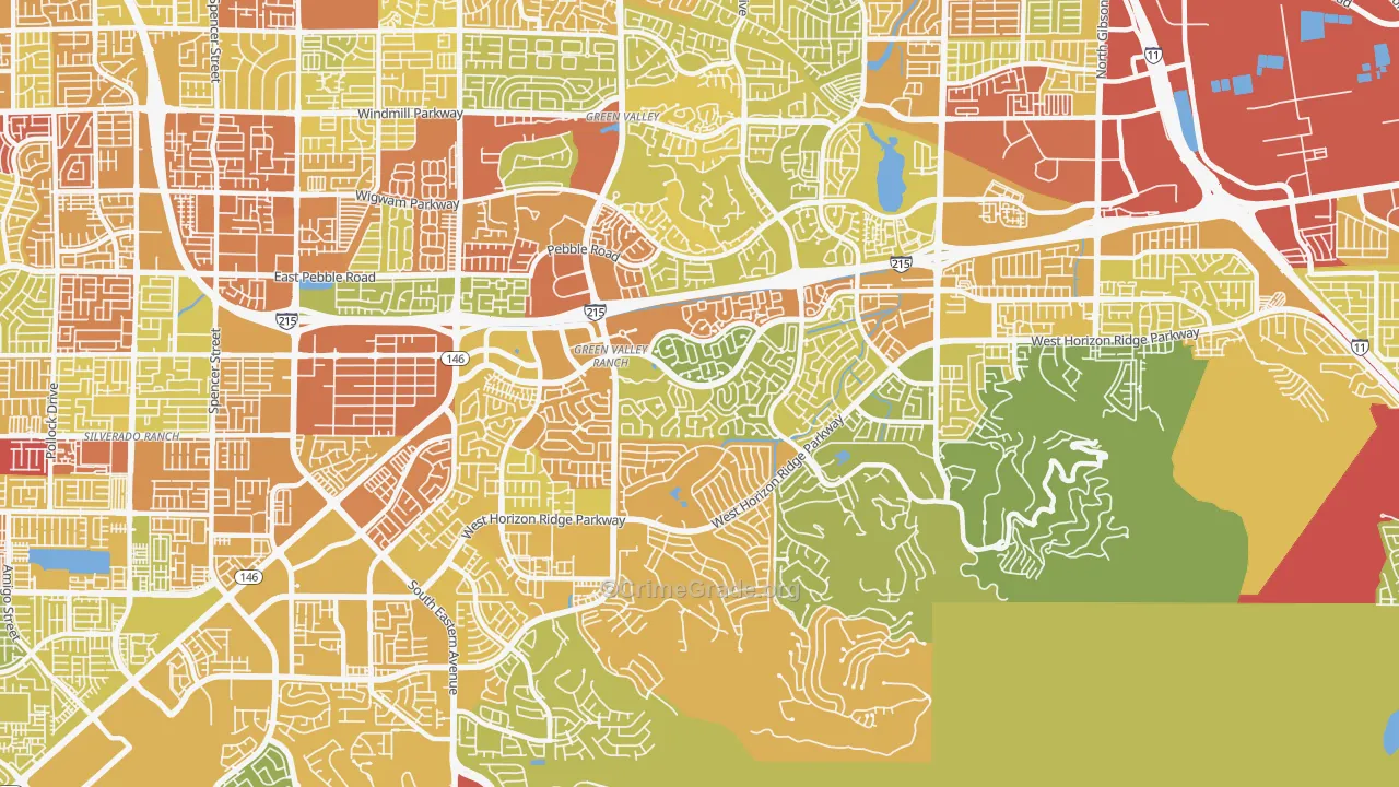 Green Valley Ranch, Henderson, NV Map of Vehicle Theft Rates