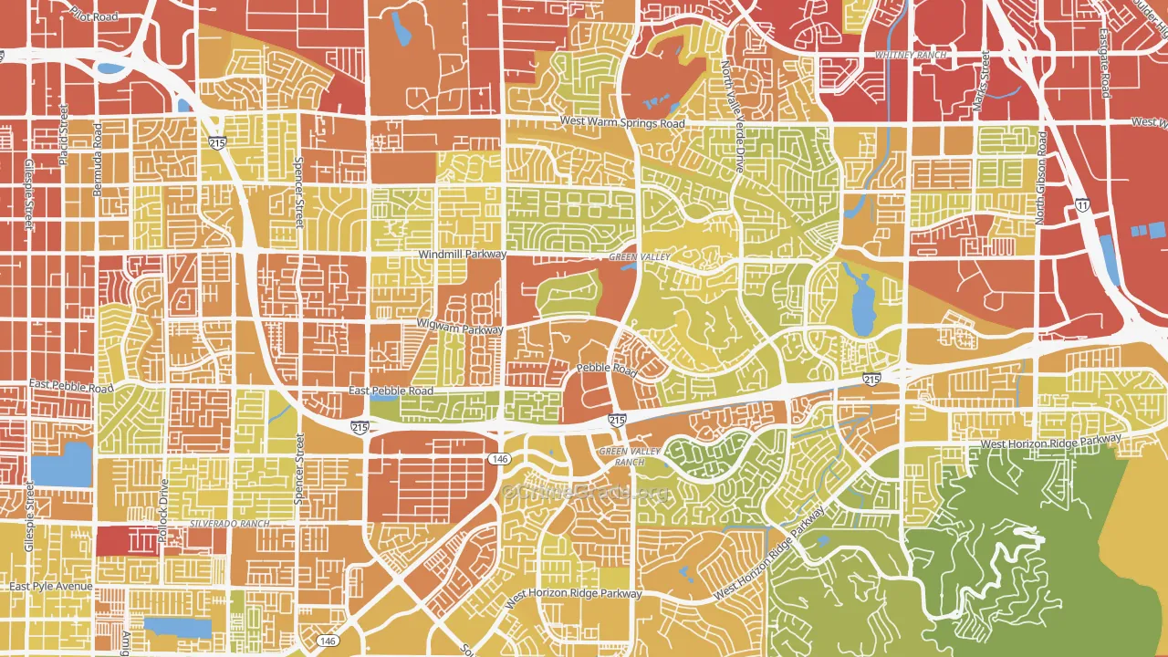 Green Valley South, Henderson, NV Map of Vehicle Theft Rates