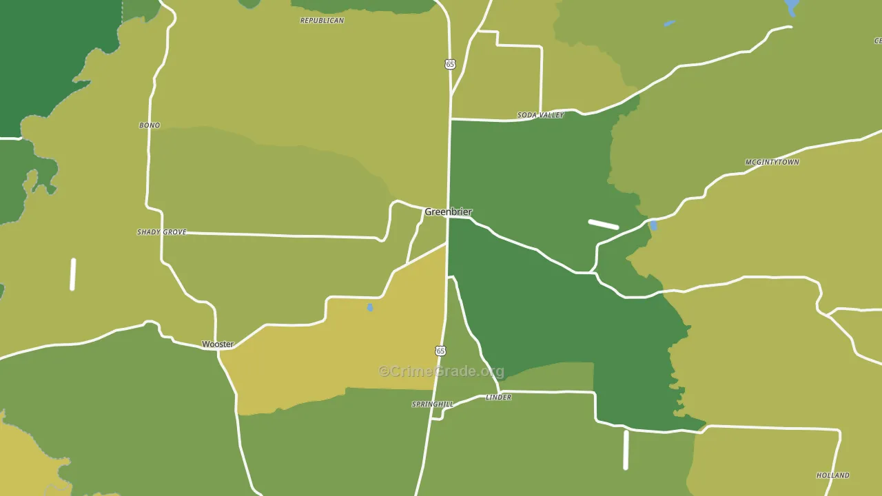 Greenbrier, AR Map of Vehicle Theft Rates