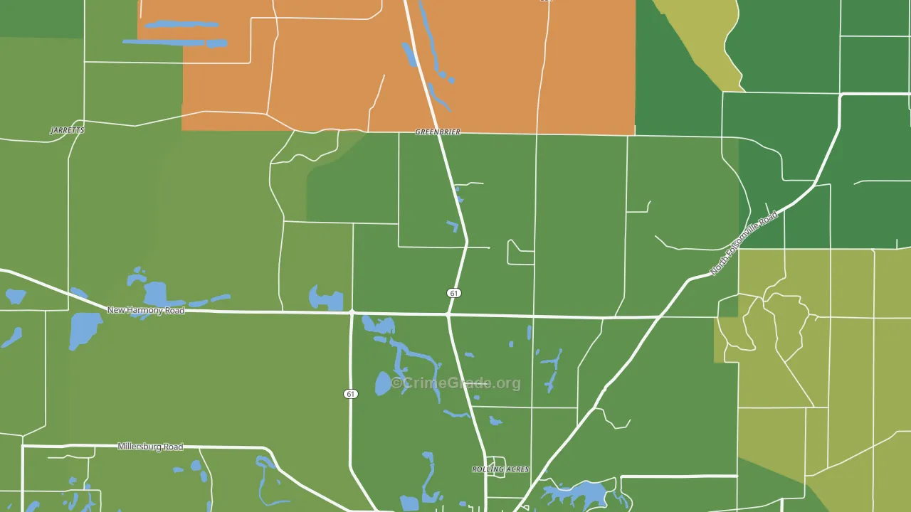 Greenbrier, IN Map of Vehicle Theft Rates