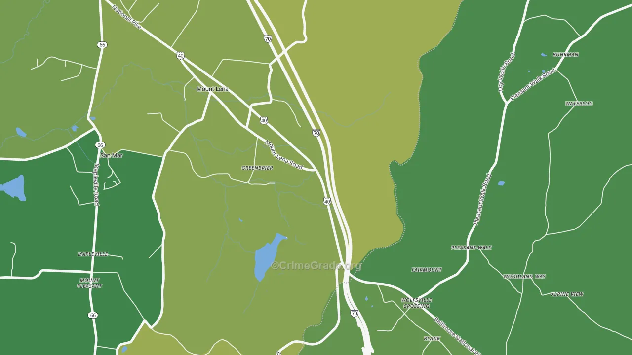 Greenbrier, MD Map of Vehicle Theft Rates