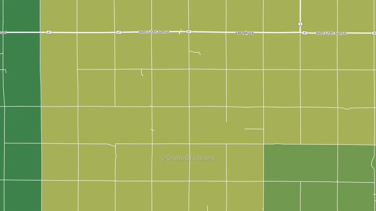 Greenbush, KS Map of Vehicle Theft Rates