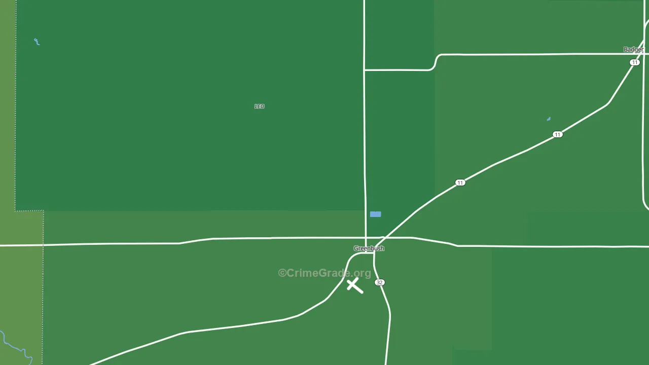 Greenbush, MN Map of Vehicle Theft Rates