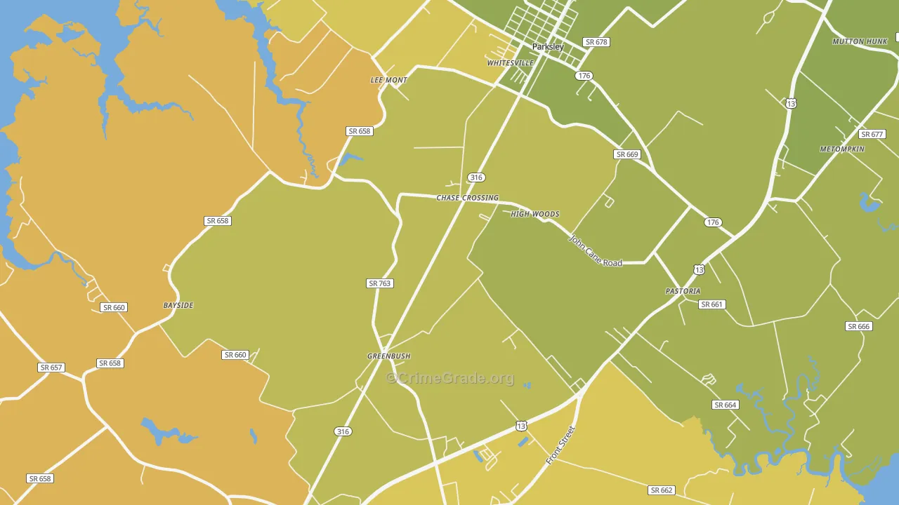 Greenbush, VA Map of Vehicle Theft Rates