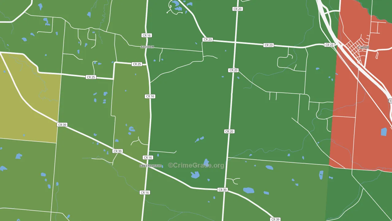 Greencastle, OH Map of Vehicle Theft Rates
