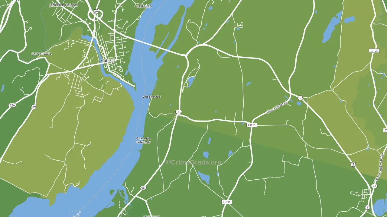 Greendale, NY Map of Vehicle Theft Rates