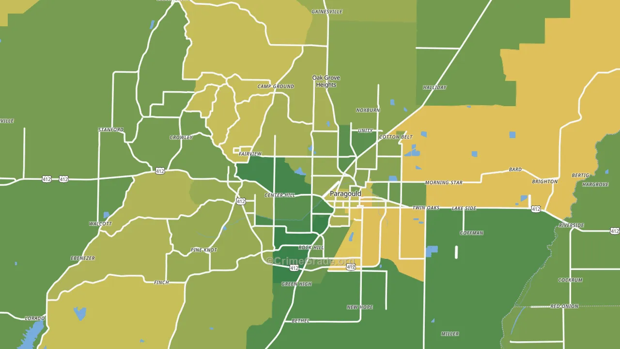 Greene County, AR Map of Vehicle Theft Rates