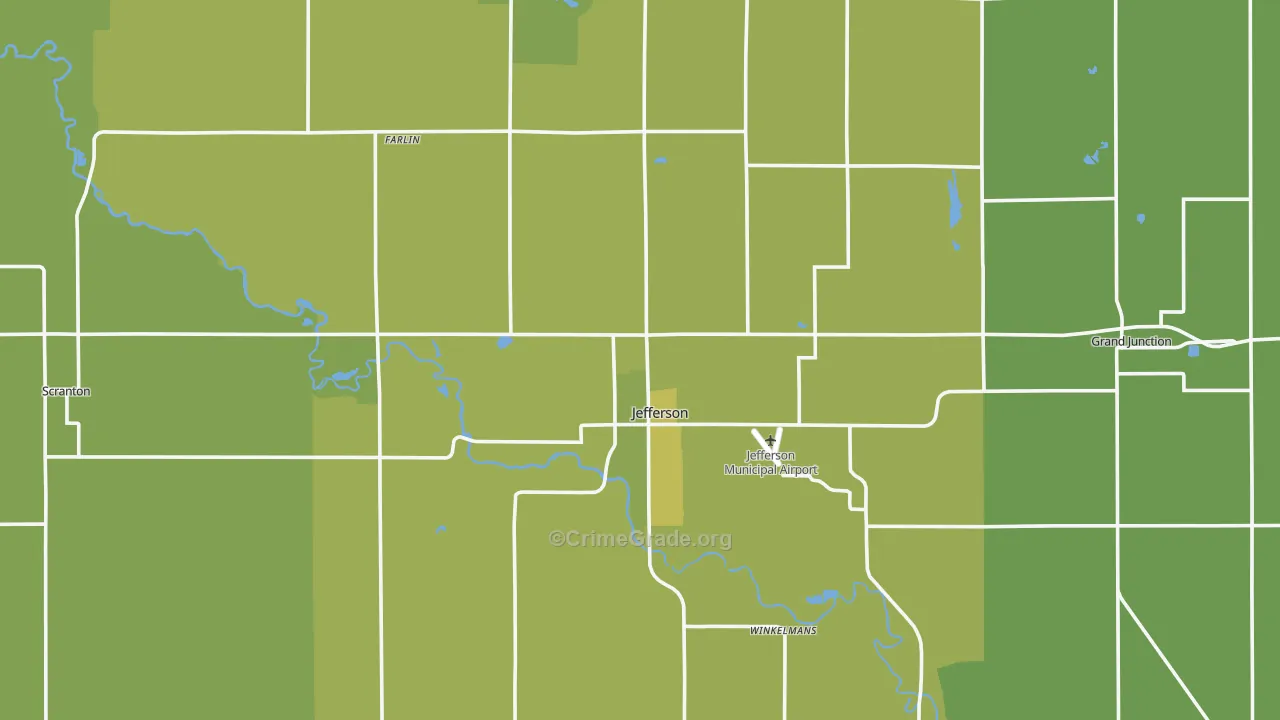Greene County, IA Map of Vehicle Theft Rates