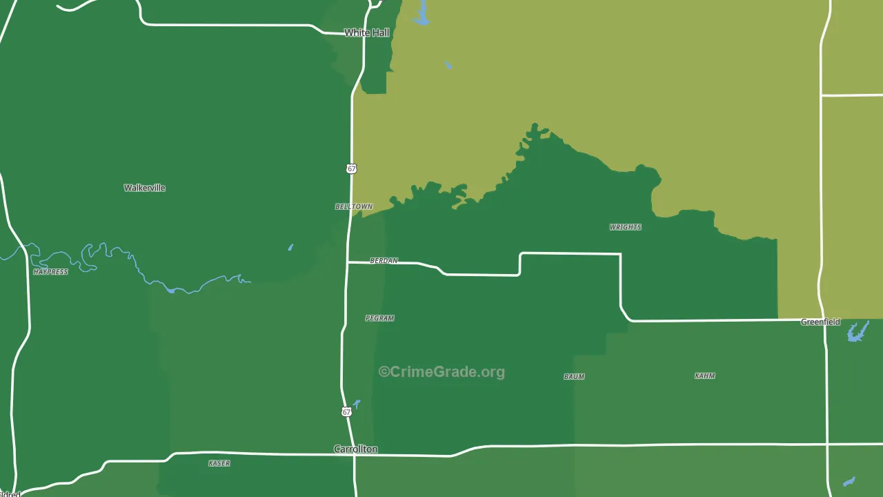 Greene County, IL Map of Vehicle Theft Rates
