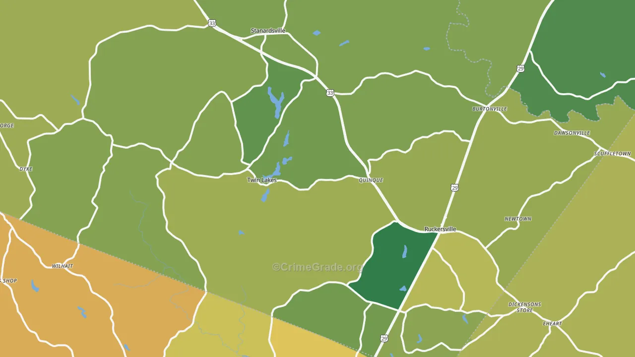 Greene County, VA Map of Vehicle Theft Rates