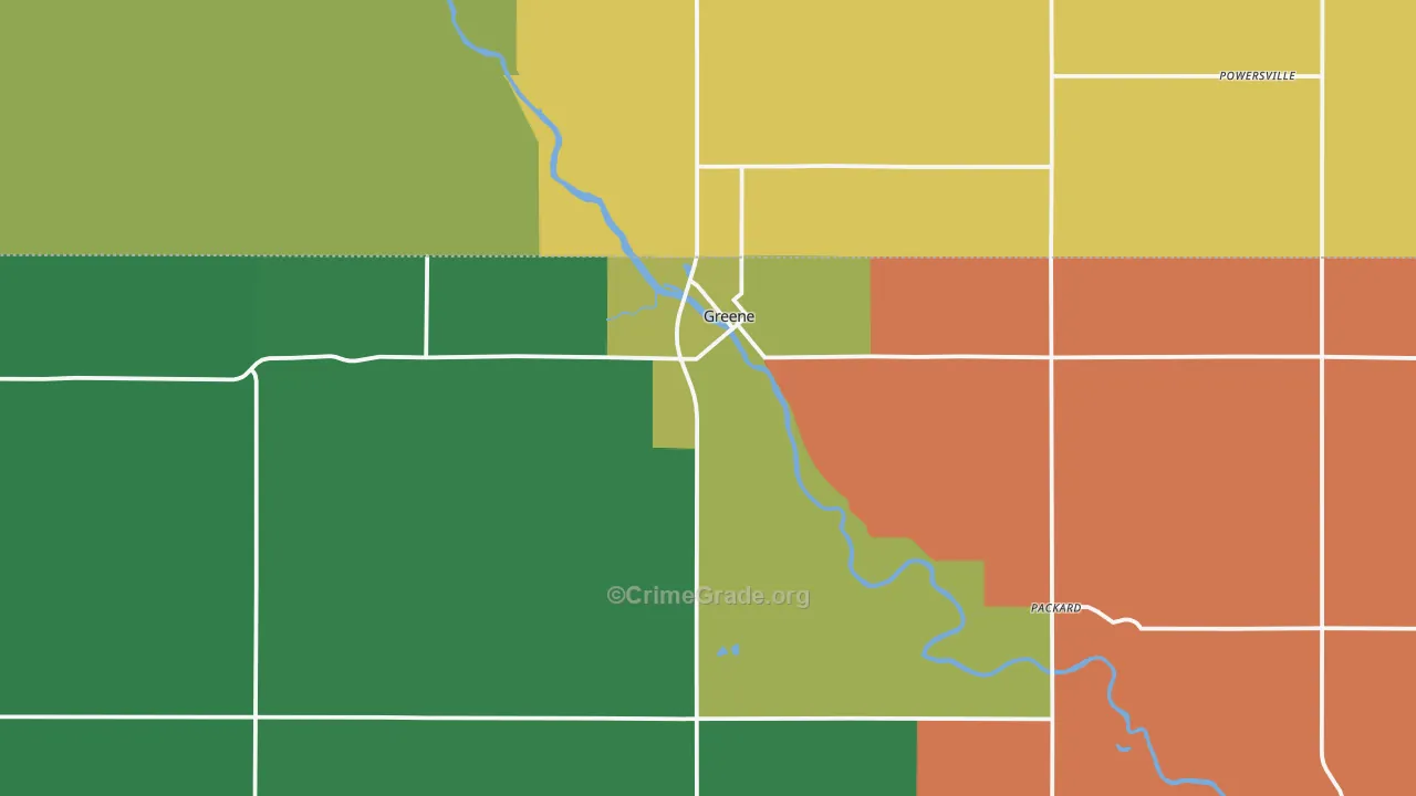 Greene, IA Map of Vehicle Theft Rates