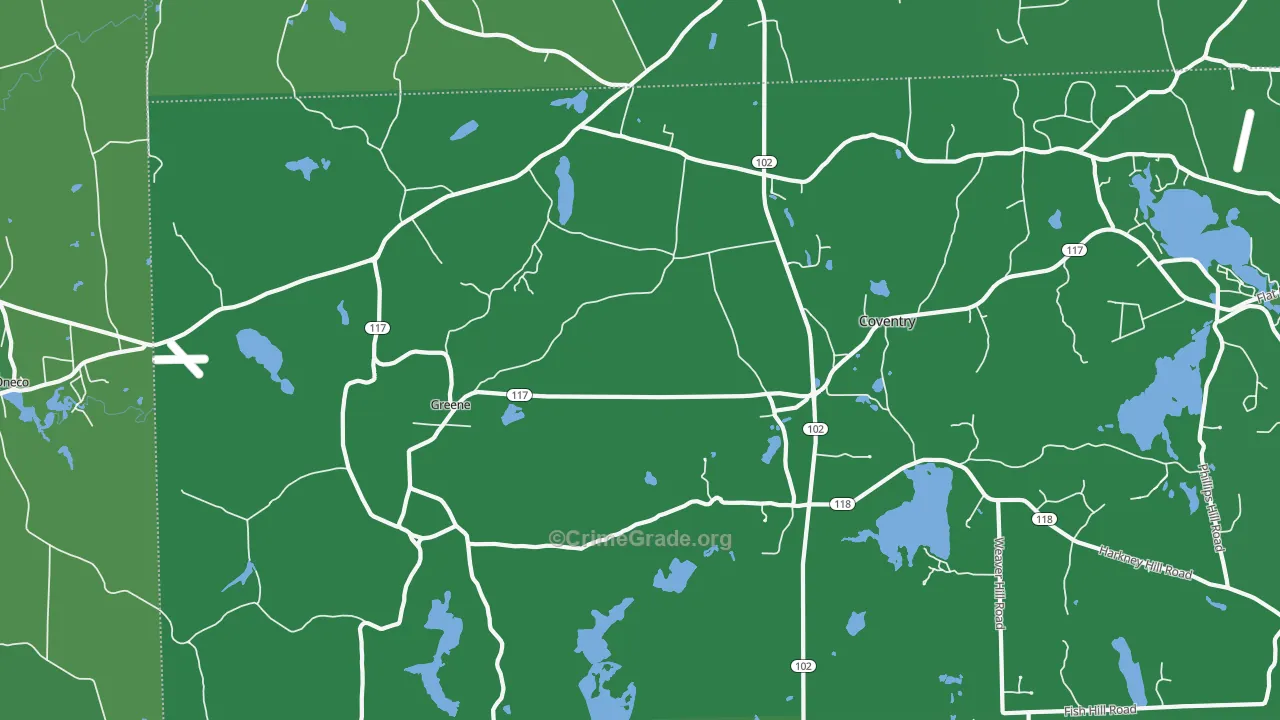 Greene, RI Map of Vehicle Theft Rates