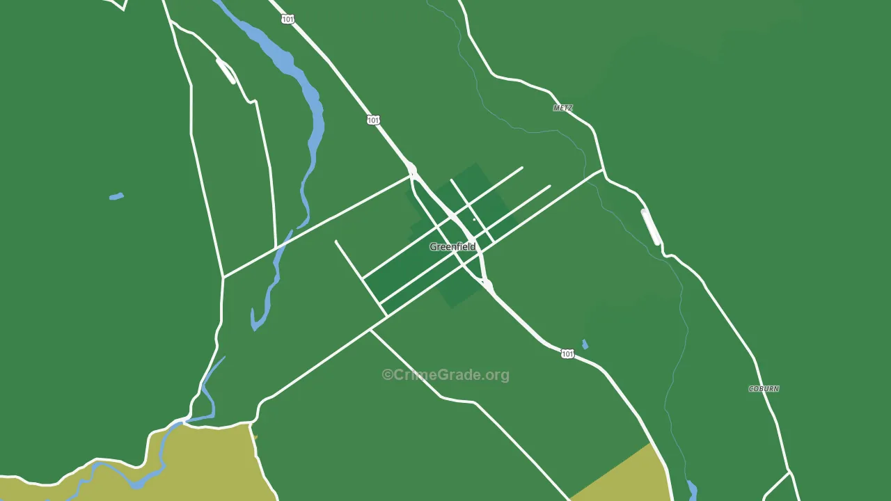 Greenfield, CA Map of Vehicle Theft Rates