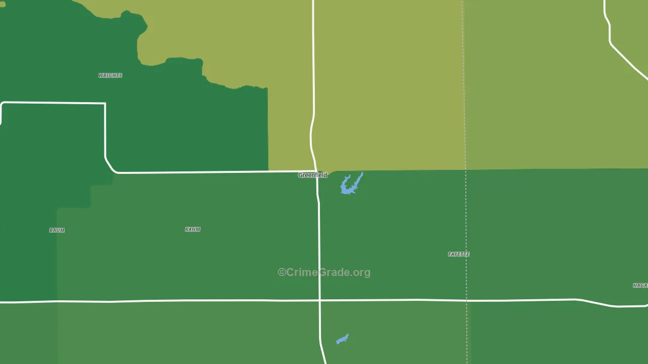 Greenfield, IL Map of Vehicle Theft Rates