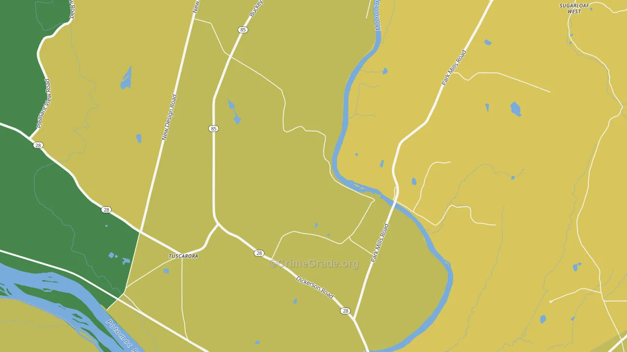 Greenfield Mills, MD Map of Vehicle Theft Rates