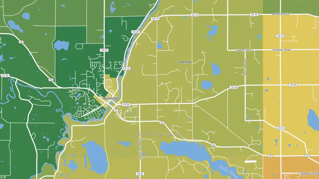 Greenfield, MN Map of Vehicle Theft Rates