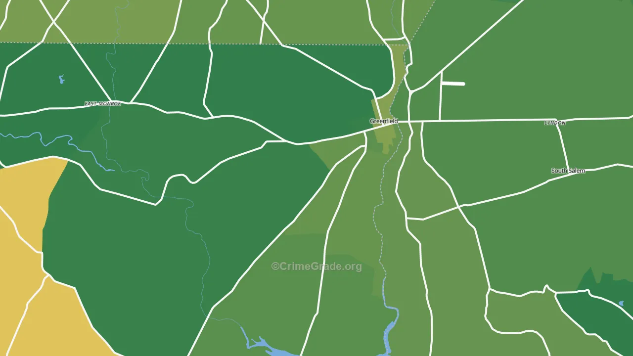 Greenfield, OH Map of Vehicle Theft Rates