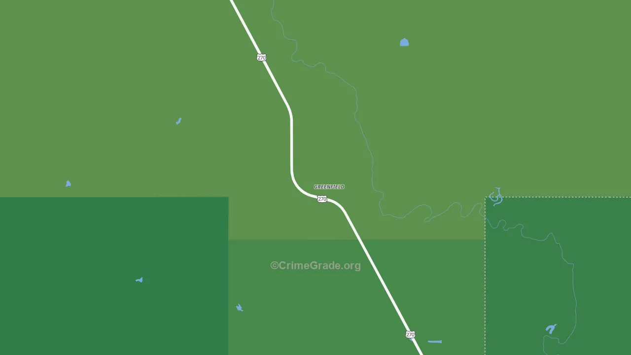 Greenfield, OK Map of Vehicle Theft Rates