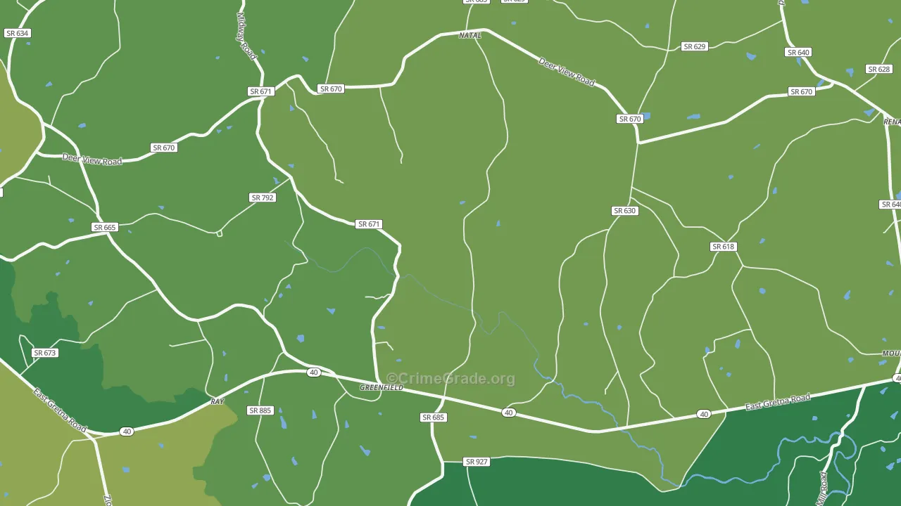 Greenfield, VA Map of Vehicle Theft Rates