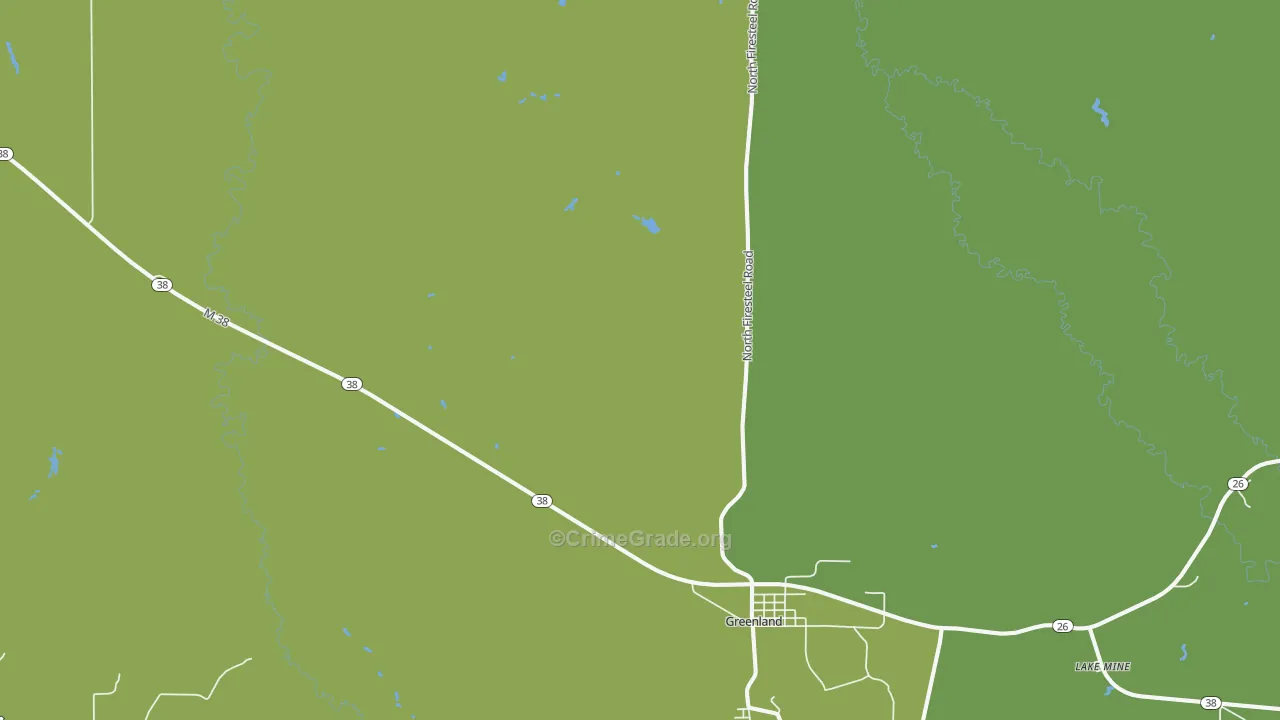 Greenland, MI Map of Vehicle Theft Rates