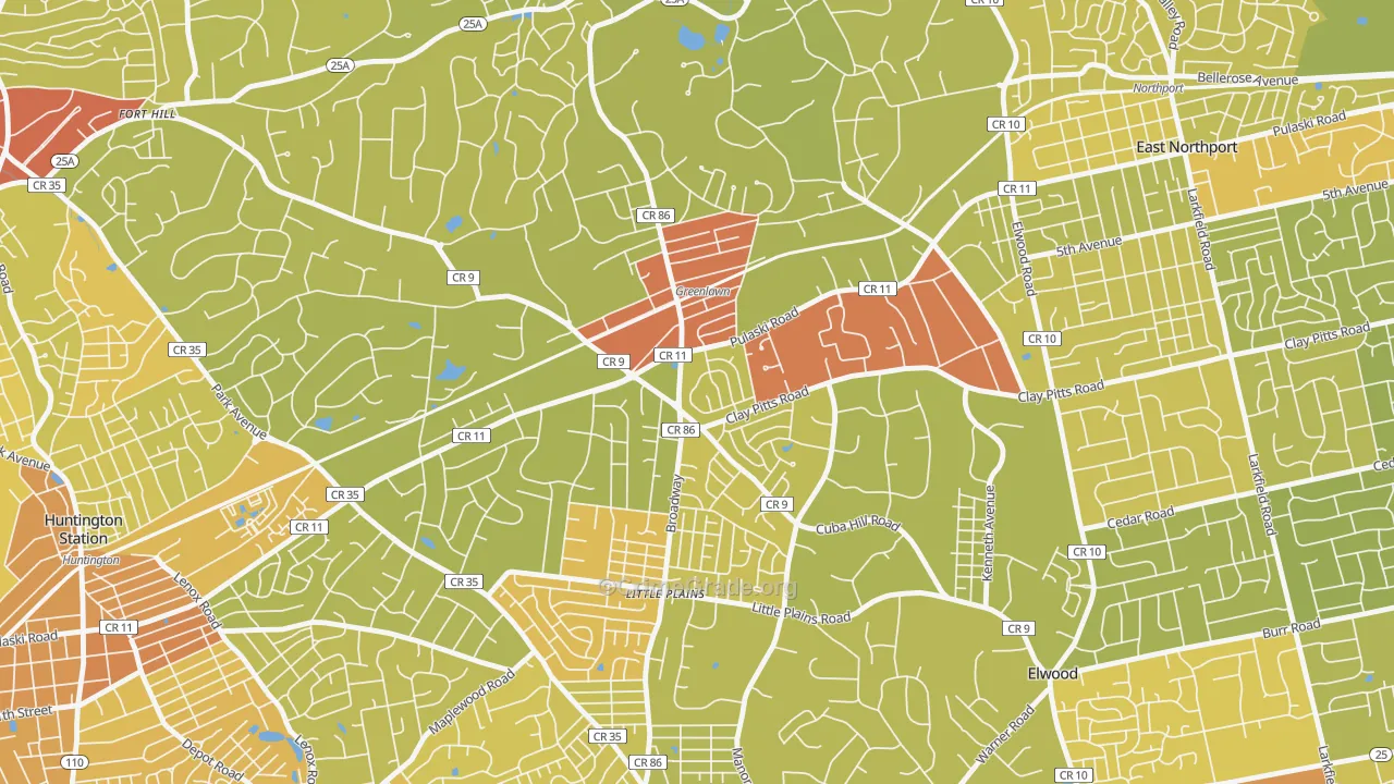 Greenlawn, NY Map of Vehicle Theft Rates