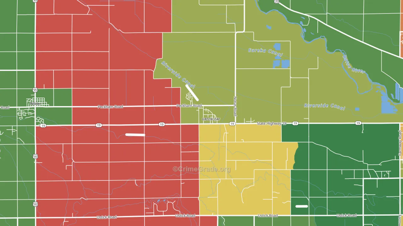 Greenleaf, ID Map of Vehicle Theft Rates