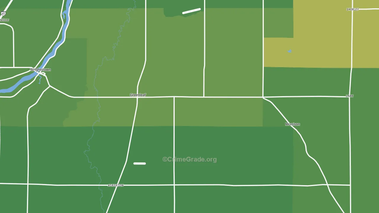 Greenleaf, WI Map of Vehicle Theft Rates