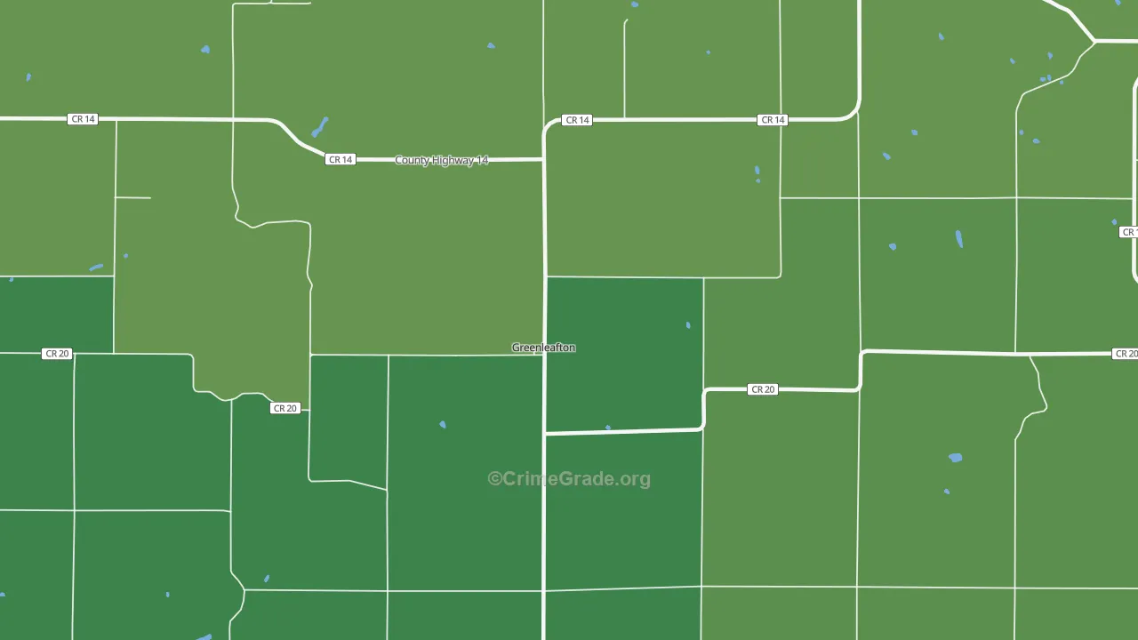 Greenleafton, MN Map of Vehicle Theft Rates