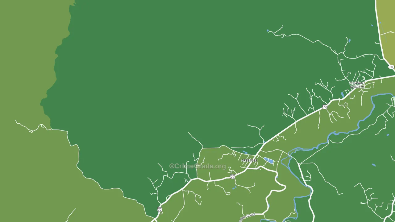 Greenlee, NC Map of Vehicle Theft Rates