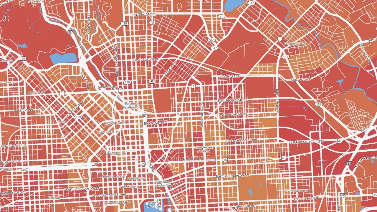 Greenmount, Baltimore, MD Map of Vehicle Theft Rates